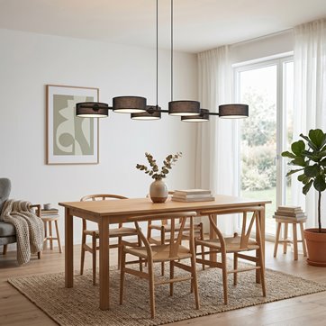 Lampa wisząca DRUMZ 6 BLACK nowoczesna, czarna, abażury