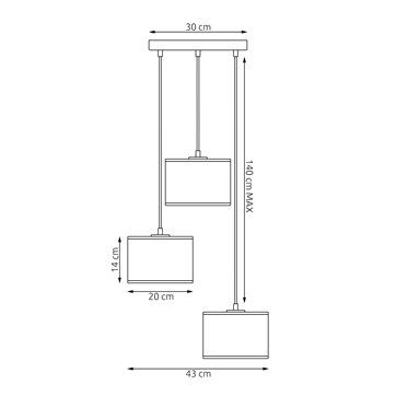 Lampa wisząca KARBON 3 BL GRAY PREMIUM abażur, szara