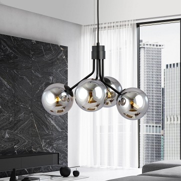 Lampa wisząca NOVA 4 BL/GRAFIT kule klosze czarna/grafit