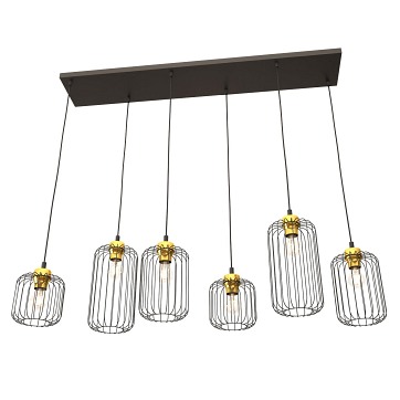 Lampa wisząca VANDER 6 BL GOLD loft nowoczesna czarno/złota