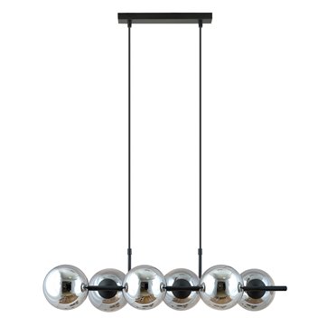 Lampa wisząca RORY 6 BLACK/GRAFIT loft, czarna, klosz