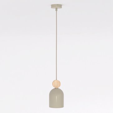 Lampa wisząca MESI 1 MOKKA nowoczesna, beżowa, metal drewno