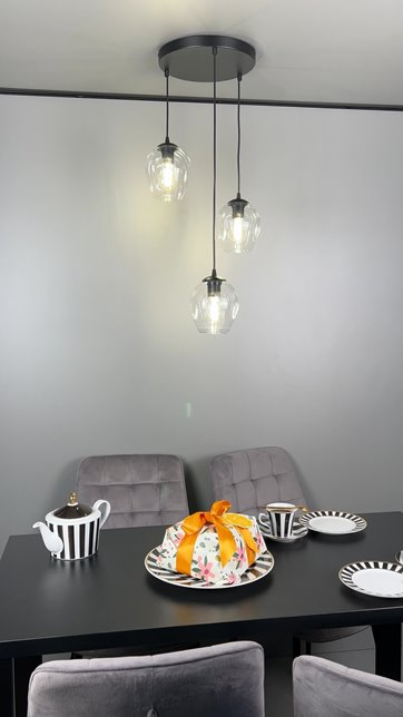 Lampa wisząca ISTAR 3 BL PREMIUM TRANSPARENT loft czarna