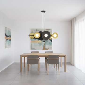 Lampa wisząca VOLUM 6 BL GOLD loft, złota, metal