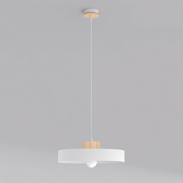 Lampa wisząca KIVI 1L WHITE nowoczesna, biała, metal, drewno