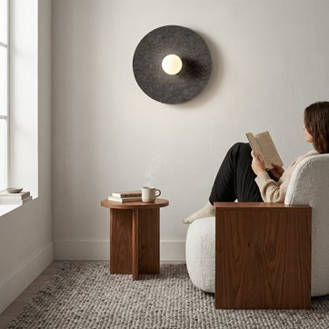 Kinkiet CALMA L K1 BLACK nowoczesny, klosz, filc, czarny