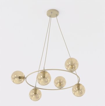 Lampa wisząca AZURA 6 MOKKA AMBER nowoczesna, klosze, beżowa