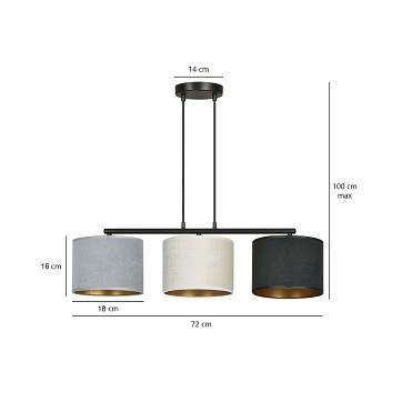 Lampa wisząca HILDE 3 BL MIX abażur welur kolor