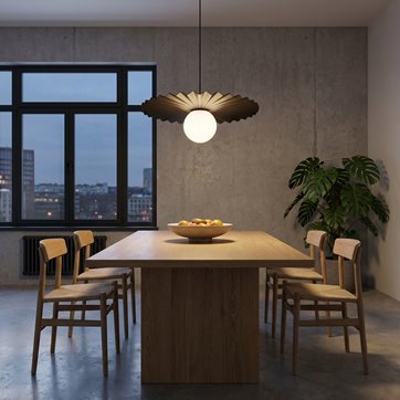 Lampa wisząca UMBRA 1 BLACK nowoczesna, czarna, metal, fala