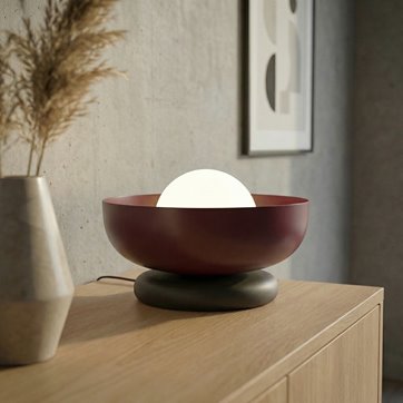 Lampka nocna OZZY LN1 BURGUND metal, burgundowa, nowoczesna