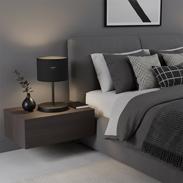 Lampka nocna ECO LN1 BLACK abażur, czarna, klasyczna