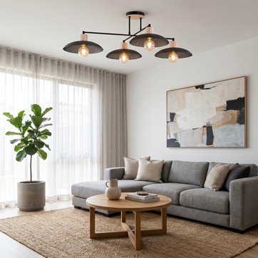 Lampa sufitowa KOBE 4 BLACK unikatowy, japandi, skandynawski