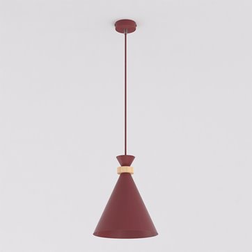 Lampa wisząca ZERO 1 BURGUNDY nowoczesna, metal, drewno