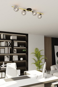 Lampa sufitowa SPLENDI 4 BL GRAFI plafon czarna/złota/grafit
