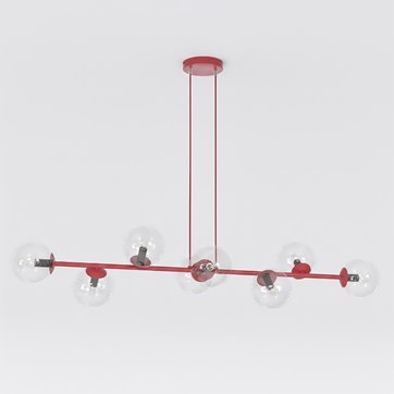 Lampa wisząca MAGNUS 8 BURGUNDY TRANSPARENT nowoczesna