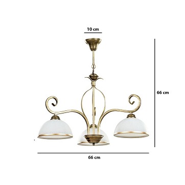Żyrandol WIVARA 3 GOLD tradycyjny, klasyczny, klosz, złoty