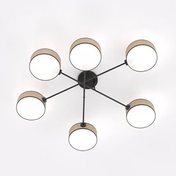 Lampa sufitowa MAGA 6 RATTAN plafon, brązowa, abażur