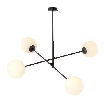 Żyrandol LINEAR 4 BLACK/OPAL minimalistyczny, loft, czarny
