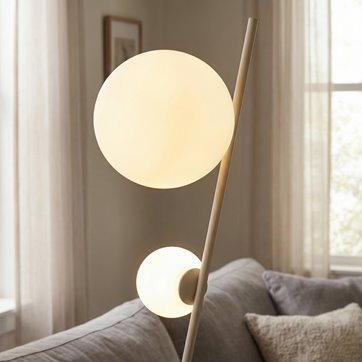 Lampa podłogowa TATU LP2 BL MOKKA nowoczesna, beżowa, metal