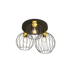 Lampa sufitowa NEST 3PREM BL GOLD loft, plafon, czarno/złota