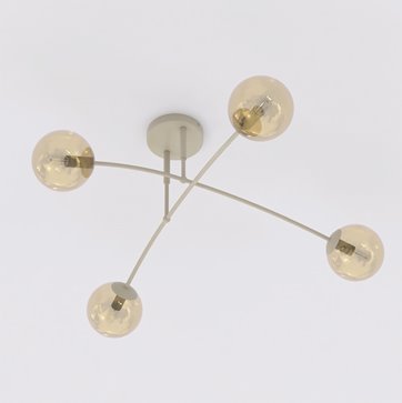 Lampa sufitowa PREGOS 4 MOKKA AMBER klasyczna, klosz, beżowa