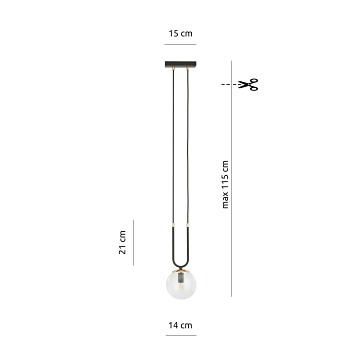 Lampa wisząca GLAM 1 BL/TRANSPARENT czarna/transparent/złota