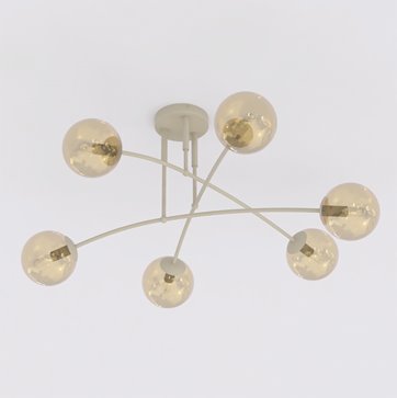 Lampa sufitowa PREGOS 6 MOKKA AMBER klasyczna, klosz, beżowa