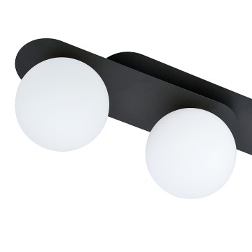 Lampa sufitowa PLAZA 3 BL/OPAL plafon, klosze, czarna/biała