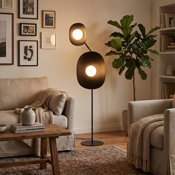 Lampa podłogowa DELULU LP2 BLACK nowoczesna, czarna, metal