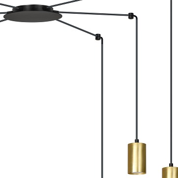 Lampa wisząca TRAKER 6 BL/GOLD nowoczesna pająk czarno/złota