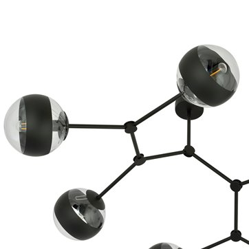 Lampa sufitowa SPACE 6 BL/STRIPE kule czarna/transparent