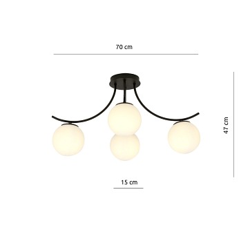 Lampa sufitowa BOSTON 4 BLACK/OPAL nowoczesna czarna/biała