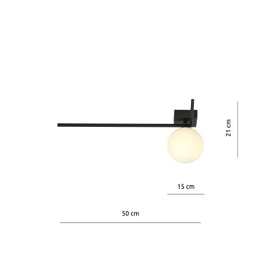 Lampa sufitowa IMAGO 1F BL OPAL loft, klosz, czarna/biała