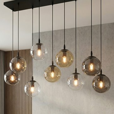 Lampa wisząca COSMO 9 BL MIX1 loft, klosz kolor mix, czarna