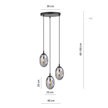 Lampa wisząca ASTRAL 3 BL PREMIUM GRAFIT klosze DESIGN