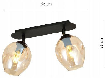 Lampa sufitowa FLOW 2 BL MIODOWY loft klosz czarna bursztyn