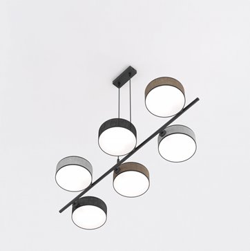 Lampa wisząca DRUMZ 6 MIX1 nowoczesna, czarna, abażury