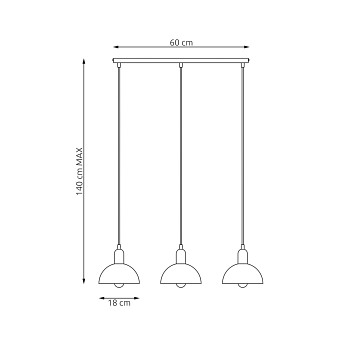 Lampa wisząca MOTO 3 BL, loft, metal, czarna, złota