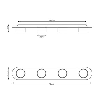 Lampa sufitowa DIAZ 4 BL plafon, czarna, loft