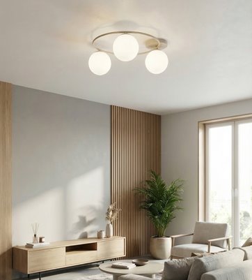 Lampa sufitowa SOPRA 3 MOKKA OPAL plafon klosze beżowa biała