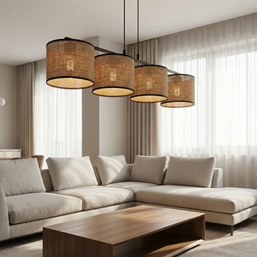 Lampa wisząca ECO 4 BL BROWN klasyczna, abażur, brązowa