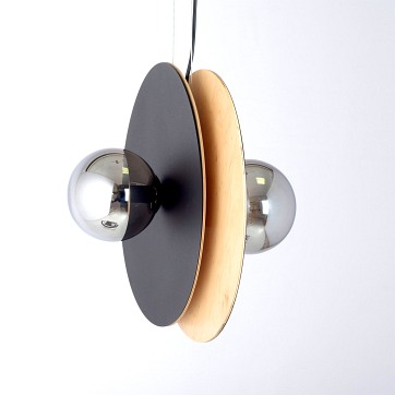 Lampa wisząca SOHO 4 BL GRAFIT designerska, drewno, klosze
