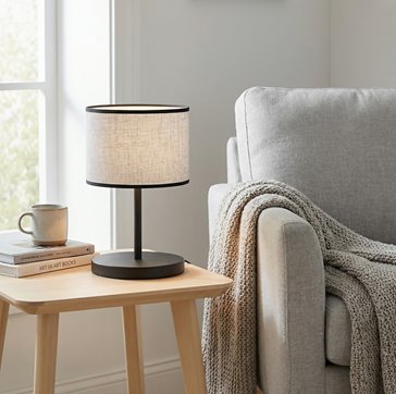 Lampka nocna ECO LN1 GRAY abażur, szara, klasyczna