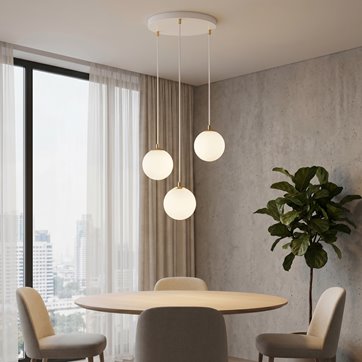 Lampa wisząca ROYAL 3 WH glamour klosze kule złota/biała