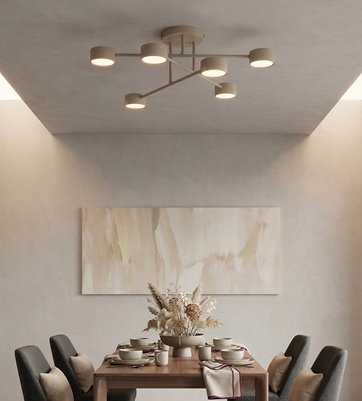 Lampa sufitowa HALO 6 MOKKA minimalistyczna, beżowy, metal
