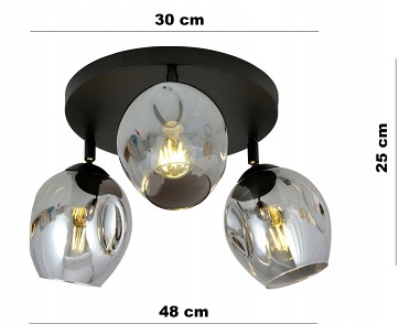 Lampa sufitowa FLOW 3 PREMIUM GRAFIT loft czarna grafit