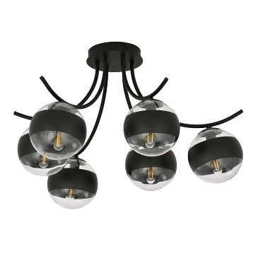 Lampa sufitowa BOSTON 6 BLACK/STRIPE czarna/transparent