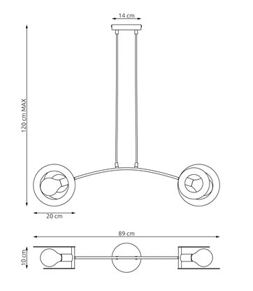 Lampa wisząca EUFORIA 2 BL nowoczesna, czarna, metal