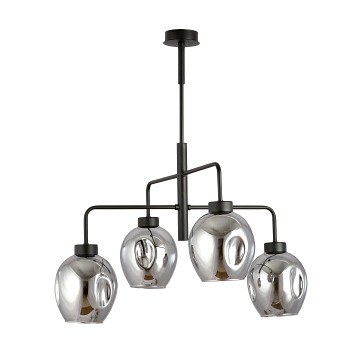 Żyrandol LUKKA 4 BLACK/GRAFIT minimalistyczny, czarny, klosz