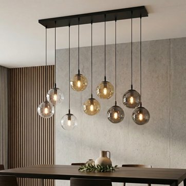 Lampa wisząca COSMO 9 BL MIX1 loft, klosz kolor mix, czarna